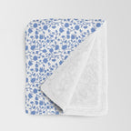 Small Trailing Block Print - Cobalt Blue White Throw Blanket Gallery Image 3