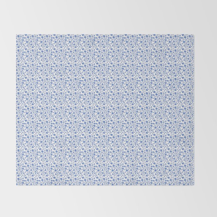 Small Trailing Block Print - Cobalt Blue White Throw Blanket Gallery Image 2