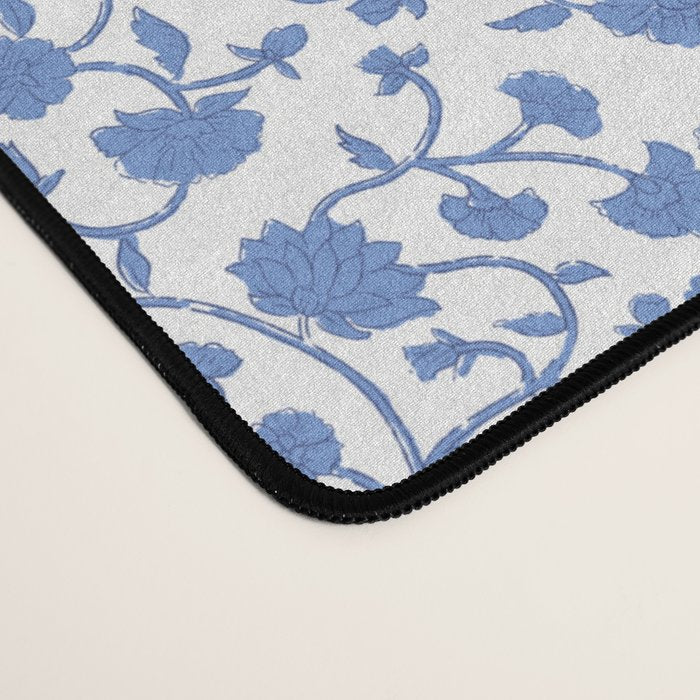 Small Trailing Block Print - Cobalt Blue White Desk Mat Gallery Image 4