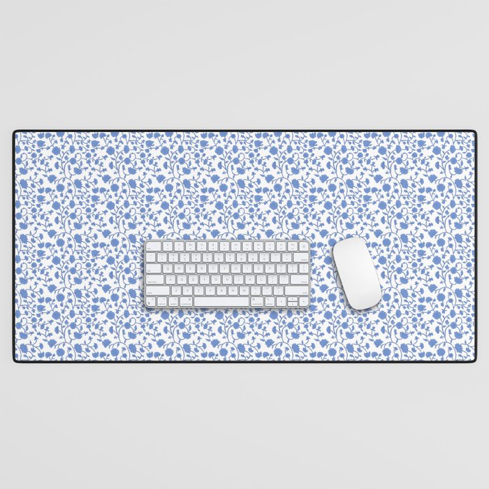 Small Trailing Block Print - Cobalt Blue White Desk Mat Gallery Image 1