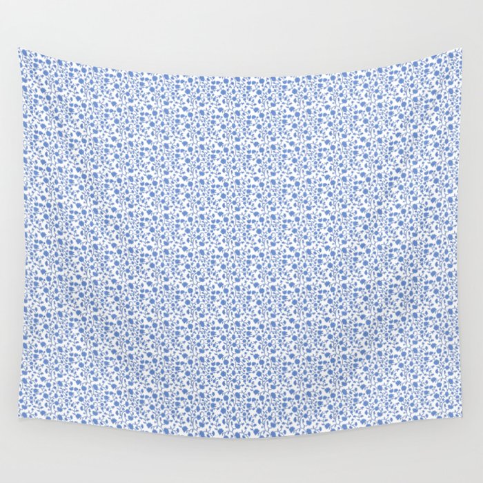 Small Trailing Block Print - Cobalt Blue White Wall Tapestry Gallery Image 4
