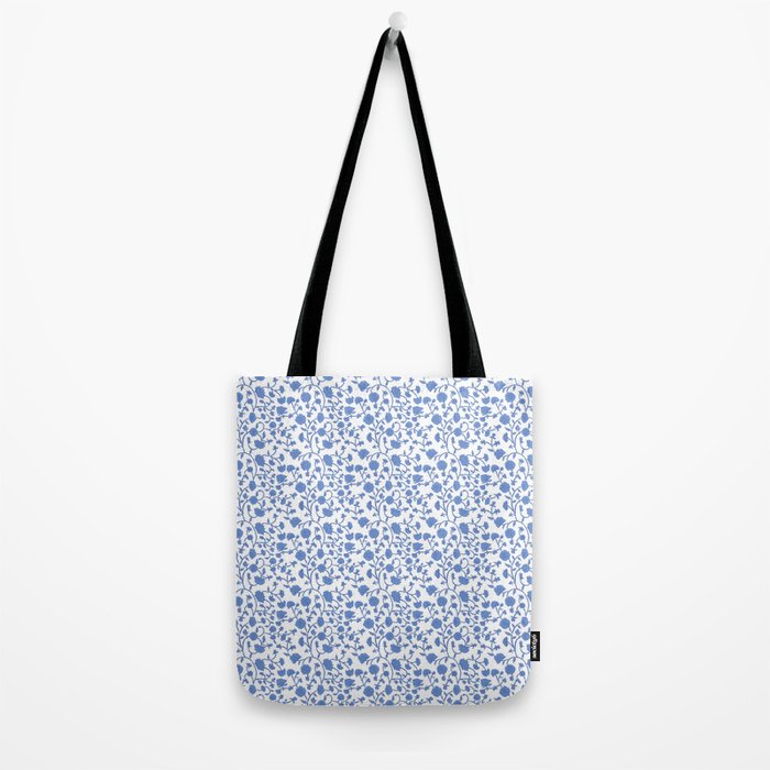 Small Trailing Block Print - Cobalt Blue White Tote Bag Gallery Image 2