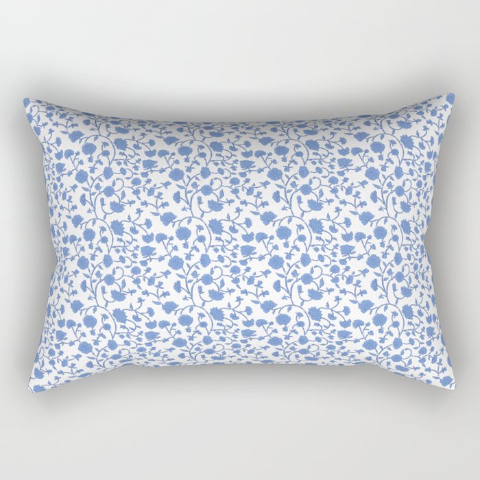 Small Trailing Block Print - Cobalt Blue White Rectangular Pillow Gallery Image 1