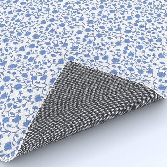 Small Trailing Block Print - Cobalt Blue White Rug Gallery Image 4
