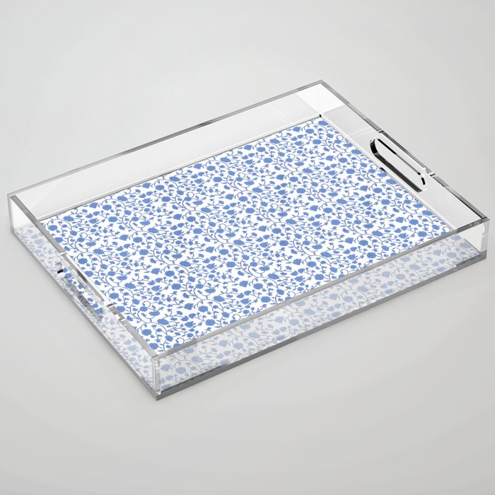 Small Trailing Block Print - Cobalt Blue White Acrylic Tray Gallery Image 1