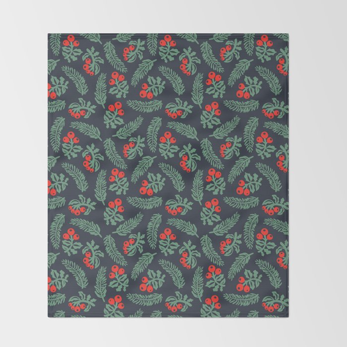 Christmas Greenery Throw Blanket Gallery Image 2