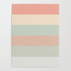 Soft Stripes Broad Stripe Pattern in Peachy Blush Pink, Cream, and Pale Celadon Aqua Mint Poster Gallery Image 4