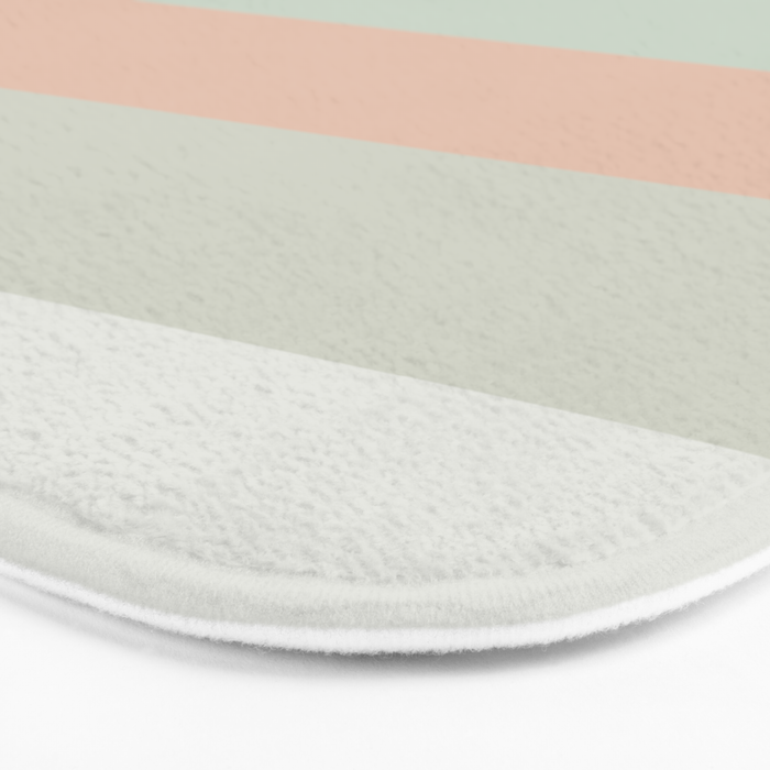 Soft Stripes Broad Stripe Pattern in Peachy Blush Pink, Cream, and Pale Celadon Aqua Mint Bath Mat Gallery Image 3