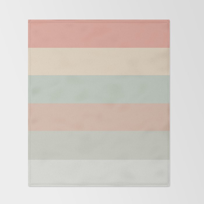 Soft Stripes Broad Stripe Pattern in Peachy Blush Pink, Cream, and Pale Celadon Aqua Mint Throw Blanket Gallery Image 2