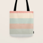 Soft Stripes Broad Stripe Pattern in Peachy Blush Pink, Cream, and Pale Celadon Aqua Mint Tote Bag Gallery Image 1