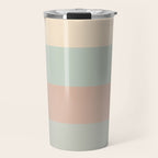 Soft Stripes Broad Stripe Pattern in Peachy Blush Pink, Cream, and Pale Celadon Aqua Mint Travel Mug Gallery Image 1