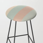 Soft Stripes Broad Stripe Pattern in Peachy Blush Pink, Cream, and Pale Celadon Aqua Mint Stool Gallery Image 2