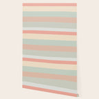 Soft Stripes Broad Stripe Pattern in Peachy Blush Pink, Cream, and Pale Celadon Aqua Mint Wallpaper Gallery Image 2