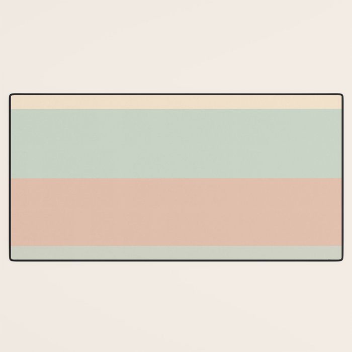Soft Stripes Broad Stripe Pattern in Peachy Blush Pink, Cream, and Pale Celadon Aqua Mint Desk Mat Gallery Image 3