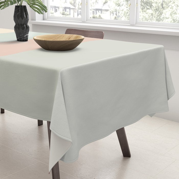 Soft Stripes Broad Stripe Pattern in Peachy Blush Pink, Cream, and Pale Celadon Aqua Mint Tablecloth Gallery Image 3