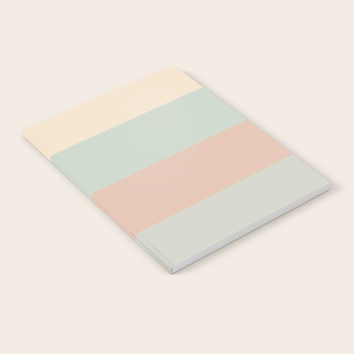 Soft Stripes Broad Stripe Pattern in Peachy Blush Pink, Cream, and Pale Celadon Aqua Mint Notebook Gallery Image 2