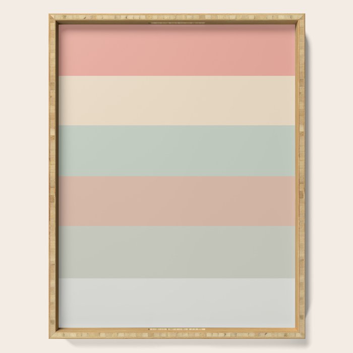 Soft Stripes Broad Stripe Pattern in Peachy Blush Pink, Cream, and Pale Celadon Aqua Mint Serving Tray Gallery Image 1
