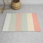 Soft Stripes Broad Stripe Pattern in Peachy Blush Pink, Cream, and Pale Celadon Aqua Mint Rug Gallery Image 1