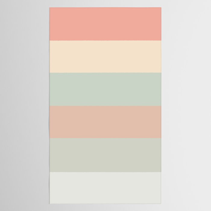 Soft Stripes Broad Stripe Pattern in Peachy Blush Pink, Cream, and Pale Celadon Aqua Mint Tablecloth Gallery Image 2