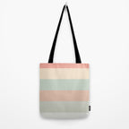 Soft Stripes Broad Stripe Pattern in Peachy Blush Pink, Cream, and Pale Celadon Aqua Mint Tote Bag Gallery Image 2