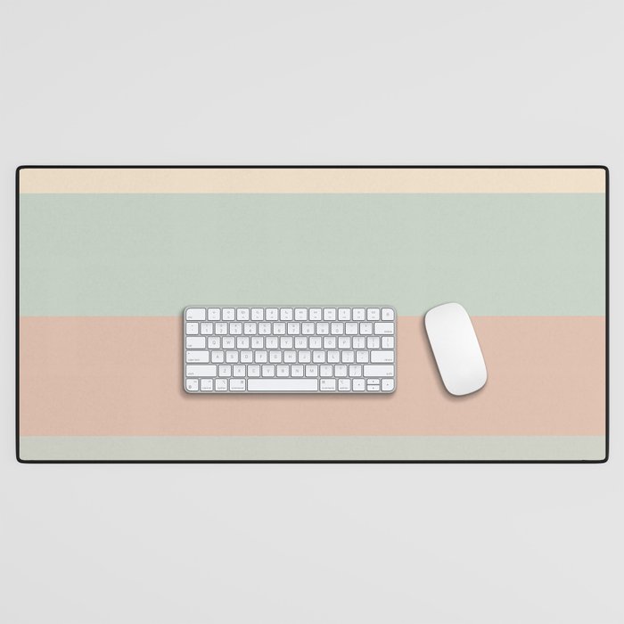 Soft Stripes Broad Stripe Pattern in Peachy Blush Pink, Cream, and Pale Celadon Aqua Mint Desk Mat Gallery Image 1