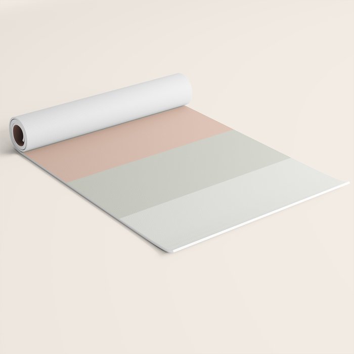 Soft Stripes Broad Stripe Pattern in Peachy Blush Pink, Cream, and Pale Celadon Aqua Mint Yoga Mat Gallery Image 2