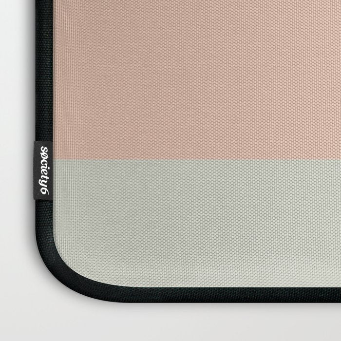 Soft Stripes Broad Stripe Pattern in Peachy Blush Pink, Cream, and Pale Celadon Aqua Mint Laptop Sleeve Gallery Image 3