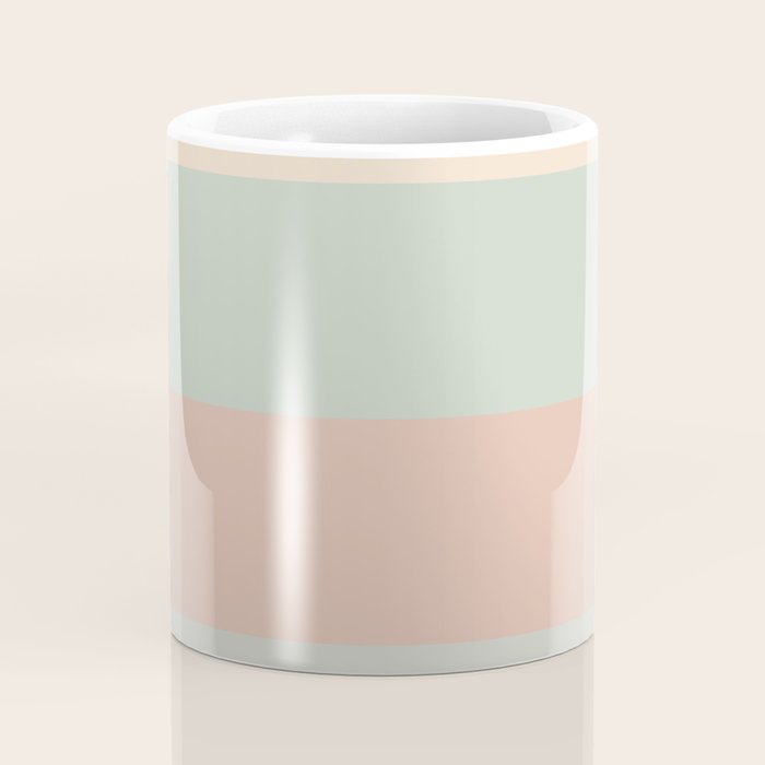 Soft Stripes Broad Stripe Pattern in Peachy Blush Pink, Cream, and Pale Celadon Aqua Mint Coffee Mug Gallery Image 4