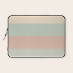 Soft Stripes Broad Stripe Pattern in Peachy Blush Pink, Cream, and Pale Celadon Aqua Mint Laptop Sleeve Gallery Image 1