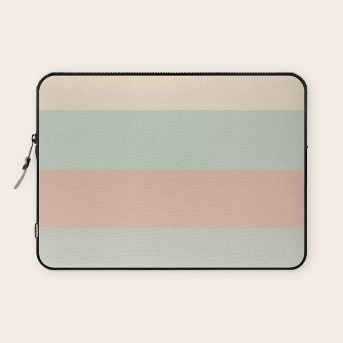 Soft Stripes Broad Stripe Pattern in Peachy Blush Pink, Cream, and Pale Celadon Aqua Mint Laptop Sleeve Gallery Image 1