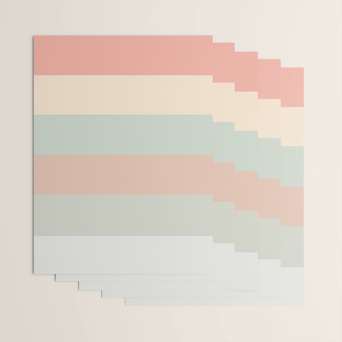 Soft Stripes Broad Stripe Pattern in Peachy Blush Pink, Cream, and Pale Celadon Aqua Mint Wrapping Paper Gallery Image 3