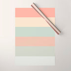 Soft Stripes Broad Stripe Pattern in Peachy Blush Pink, Cream, and Pale Celadon Aqua Mint Wrapping Paper Gallery Image 1