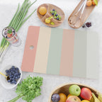 Soft Stripes Broad Stripe Pattern in Peachy Blush Pink, Cream, and Pale Celadon Aqua Mint Cutting Board Gallery Image 2