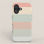 Soft Stripes Broad Stripe Pattern in Peachy Blush Pink, Cream, and Pale Celadon Aqua Mint iPhone Case Gallery Image 1