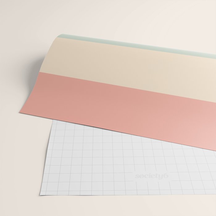 Soft Stripes Broad Stripe Pattern in Peachy Blush Pink, Cream, and Pale Celadon Aqua Mint Wrapping Paper Gallery Image 2