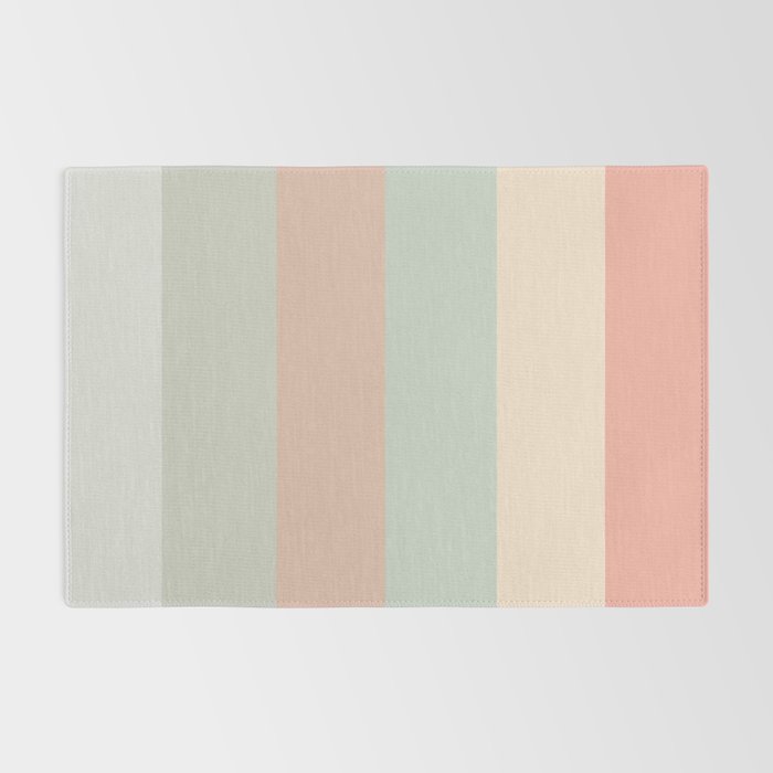 Soft Stripes Broad Stripe Pattern in Peachy Blush Pink, Cream, and Pale Celadon Aqua Mint Rug Gallery Image 2