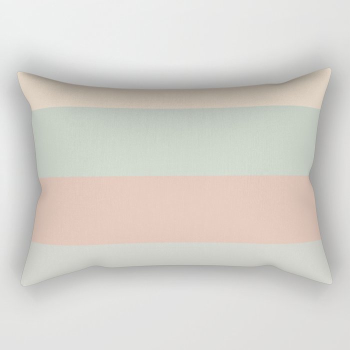 Soft Stripes Broad Stripe Pattern in Peachy Blush Pink, Cream, and Pale Celadon Aqua Mint Rectangular Pillow Gallery Image 2
