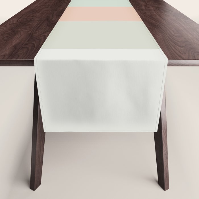 Soft Stripes Broad Stripe Pattern in Peachy Blush Pink, Cream, and Pale Celadon Aqua Mint Table Runner Gallery Image 1