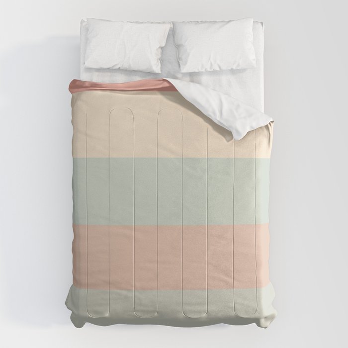 Soft Stripes Broad Stripe Pattern in Peachy Blush Pink, Cream, and Pale Celadon Aqua Mint Comforter Gallery Image 6
