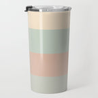 Soft Stripes Broad Stripe Pattern in Peachy Blush Pink, Cream, and Pale Celadon Aqua Mint Travel Mug Gallery Image 3
