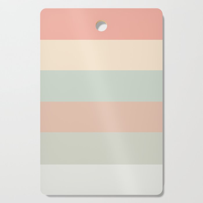 Soft Stripes Broad Stripe Pattern in Peachy Blush Pink, Cream, and Pale Celadon Aqua Mint Cutting Board Gallery Image 1