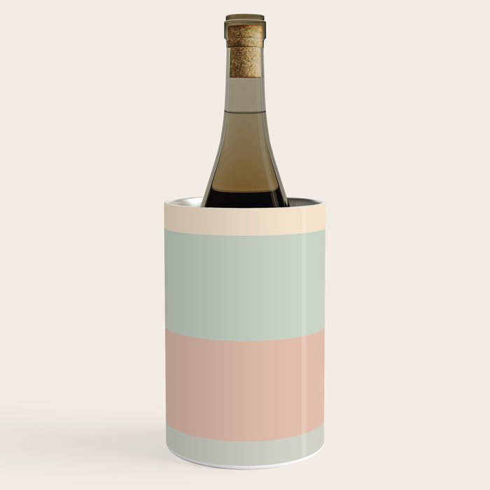 Soft Stripes Broad Stripe Pattern in Peachy Blush Pink, Cream, and Pale Celadon Aqua Mint Wine Chiller Gallery Image 1