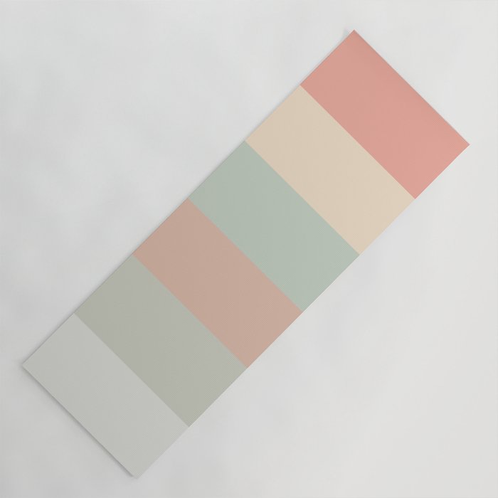 Soft Stripes Broad Stripe Pattern in Peachy Blush Pink, Cream, and Pale Celadon Aqua Mint Yoga Mat Gallery Image 1