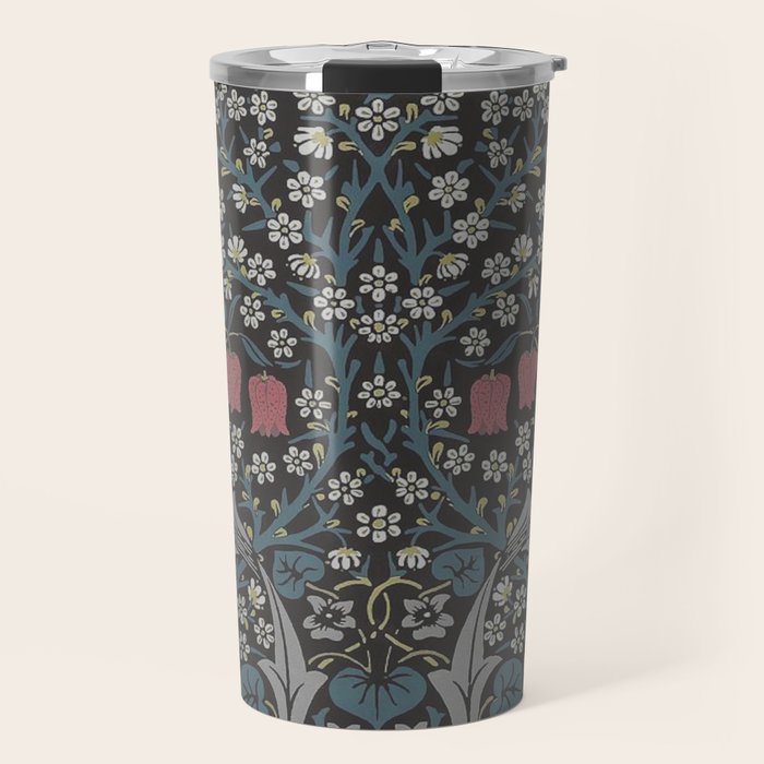 William Morris Midnight Blackthorn  Travel Mug Gallery Image 1