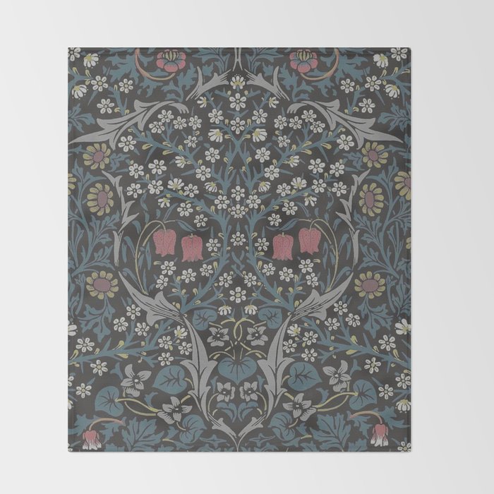 William Morris Midnight Blackthorn  Throw Blanket Gallery Image 2