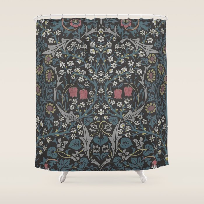 William Morris Midnight Blackthorn  Shower Curtain Gallery Image 1