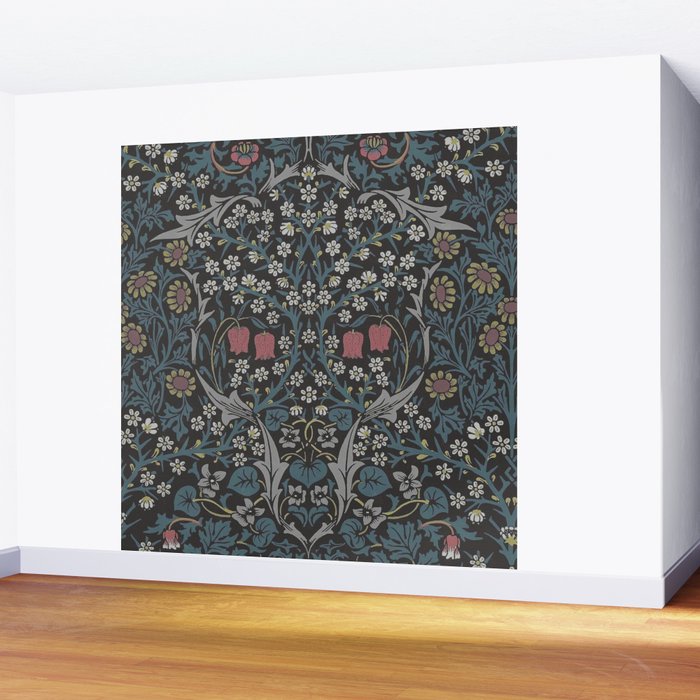William Morris Midnight Blackthorn  Wall Mural Gallery Image 2