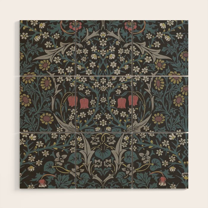 William Morris Midnight Blackthorn  Wood Wall Art Gallery Image 1