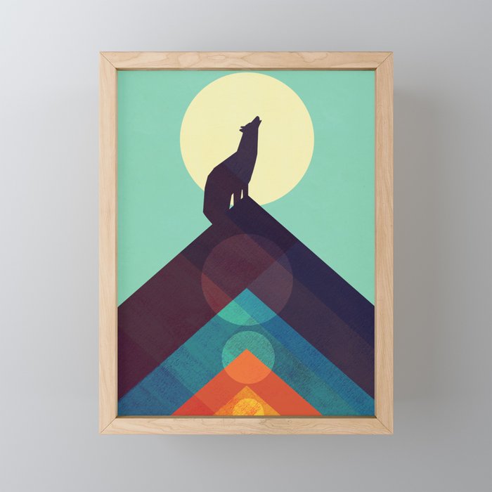 Howling Wild Wolf Mini Art Print Gallery Image 1