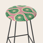Mid Century Modern Atomic Drops Retro Pattern Pink and Green Stool Gallery Image 2